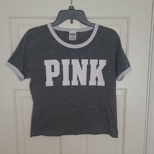 PINK Victoria's Secret Gray Cropped T-Shirt Size S